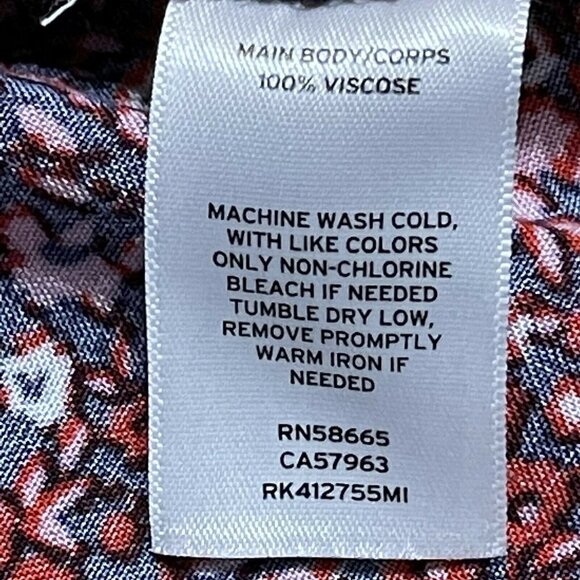 Abound women’s size M navy floral long sleeve split neck ruffled collar top - Picture 5 of 7